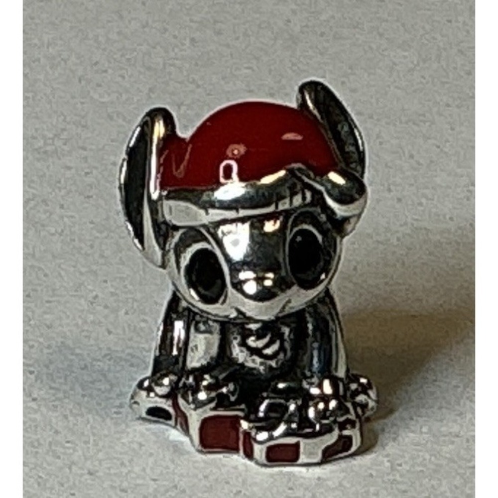 Pandora Disney Stitch Santa Christmas Charm Sterling Silver Red Enamel Ohana